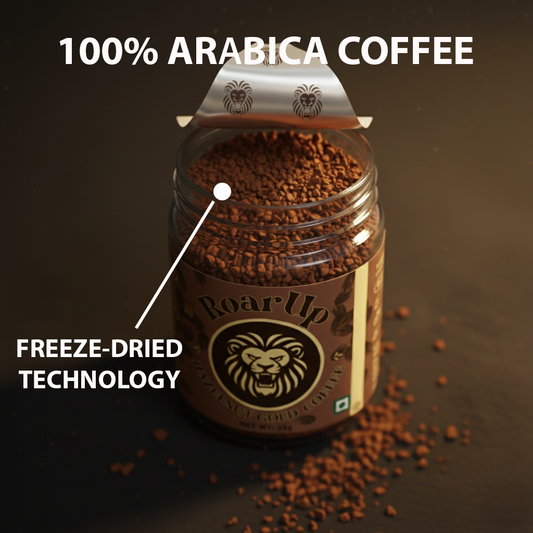 RoarUp Instant Coffee 25gm Jar – 100% Pure Freeze-Dried Arabica Hazelnut Flavoured Coffee