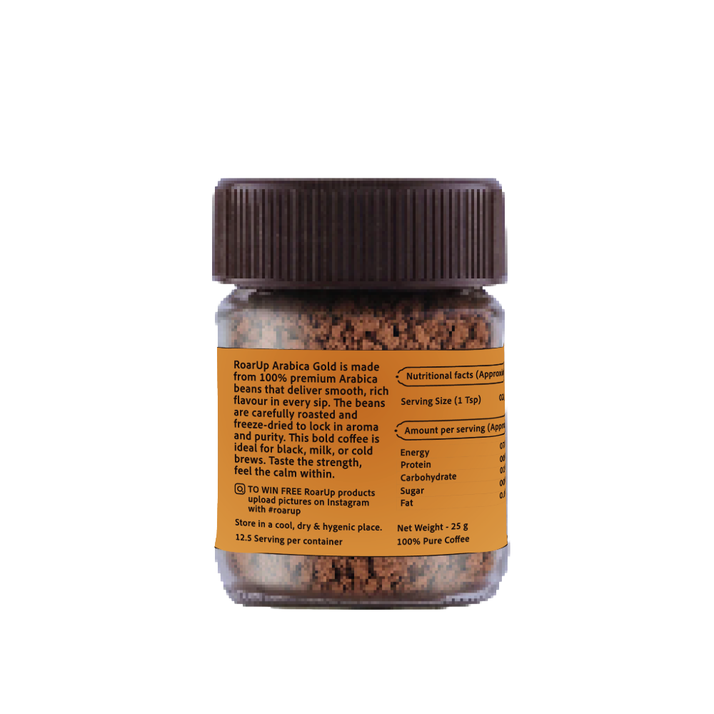 25gm Jar – 100% Pure Freeze-Dried Arabica Caramel Flavoured Coffee