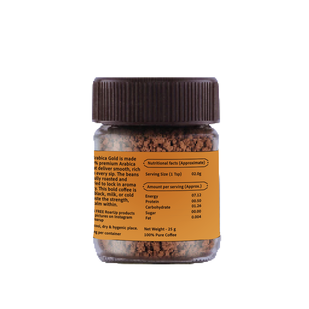 25gm Jar – 100% Pure Freeze-Dried Arabica Caramel Flavoured Coffee