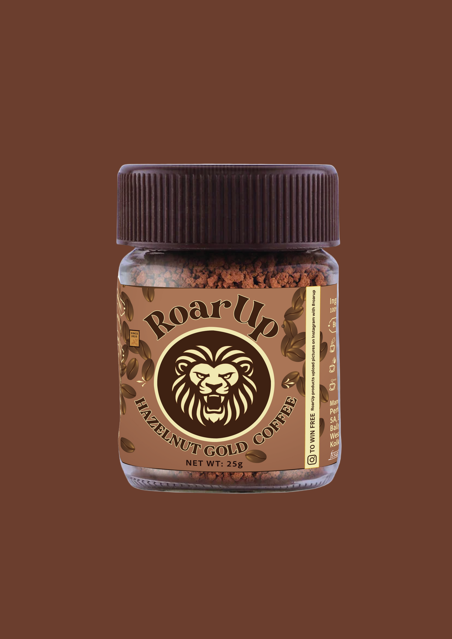 25gm Jar – 100% Pure Freeze-Dried Arabica Hazelnut Flavoured Coffee